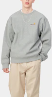 Purchase Carhartt WIP American Script Grey Sweatshirt Logo Embroidery Crewneck I025475-V6-XX