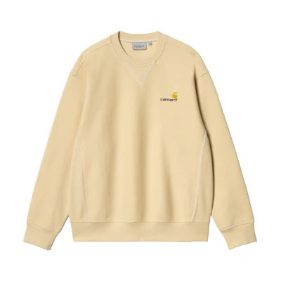 Carhartt WIP American Script Loose Fit Embroidered Sweatshirt Beige Mens I025475-1YR-XX