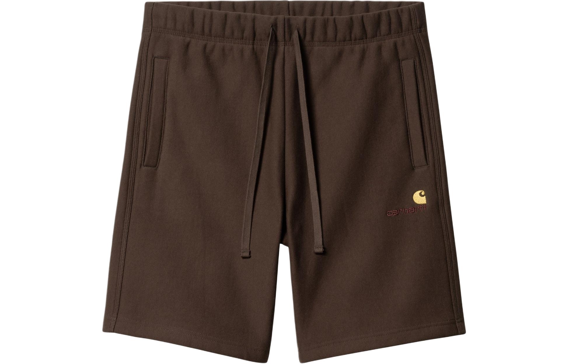 Carhartt WIP American Script Sweat Shorts Brown Relaxed Fit Casual Shorts. I031685-47-XX