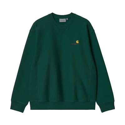 Carhartt WIP American Script Sweatshirt Hedge Unisex Green Crewneck Sweater I025475-827-XX