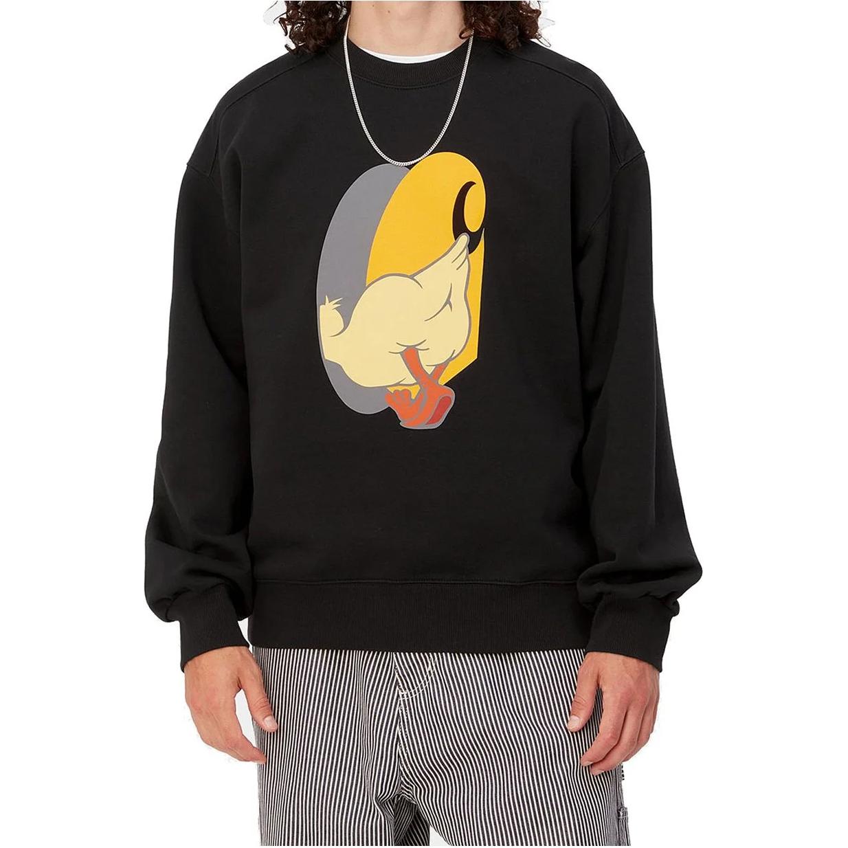 Shop Sudadera Negra Carhartt WIP Animal Print de Manga Larga Crewneck. I03245-489-XX