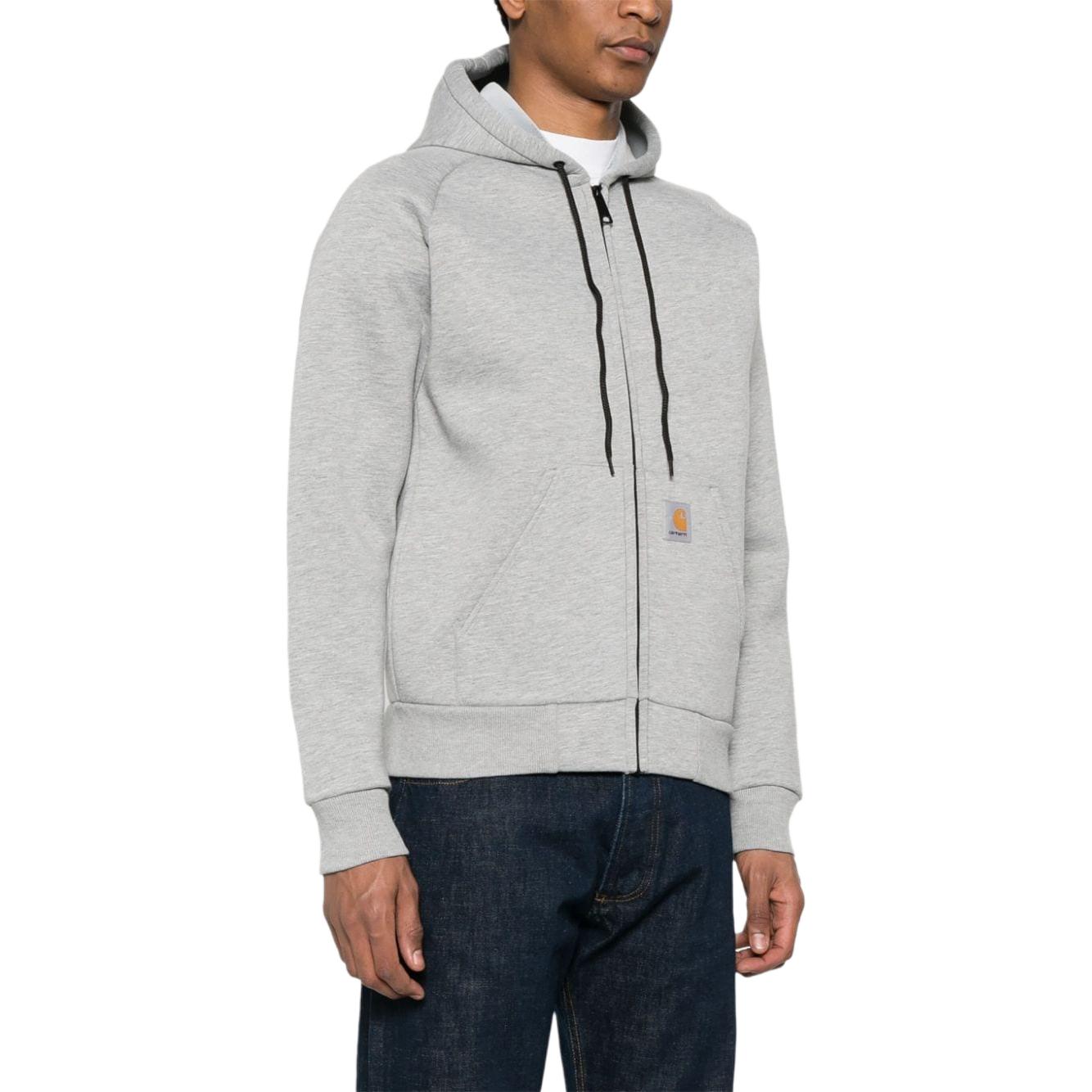 Shop 칼하트 WIP 배지 로고 후드 집업 재킷 유니섹스 그레이 I032935