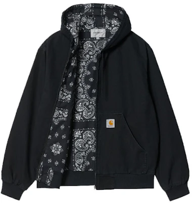 Carhartt WIP Jaket Hoodie Zip Cetak Bandana Klasik Hitam. A211054-00E-06 Lookbook Carhartt WIP Jaket Hoodie Zip Cetak Bandana Klasik Hitam. A211054-00E-06