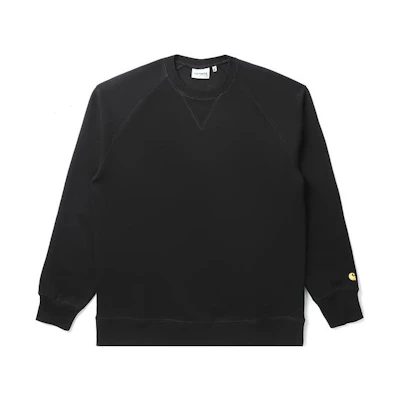 Carhartt WIP Black Fleece Crewneck Sweatshirt with Logo Embroidery CHXSWI026383D-BKA