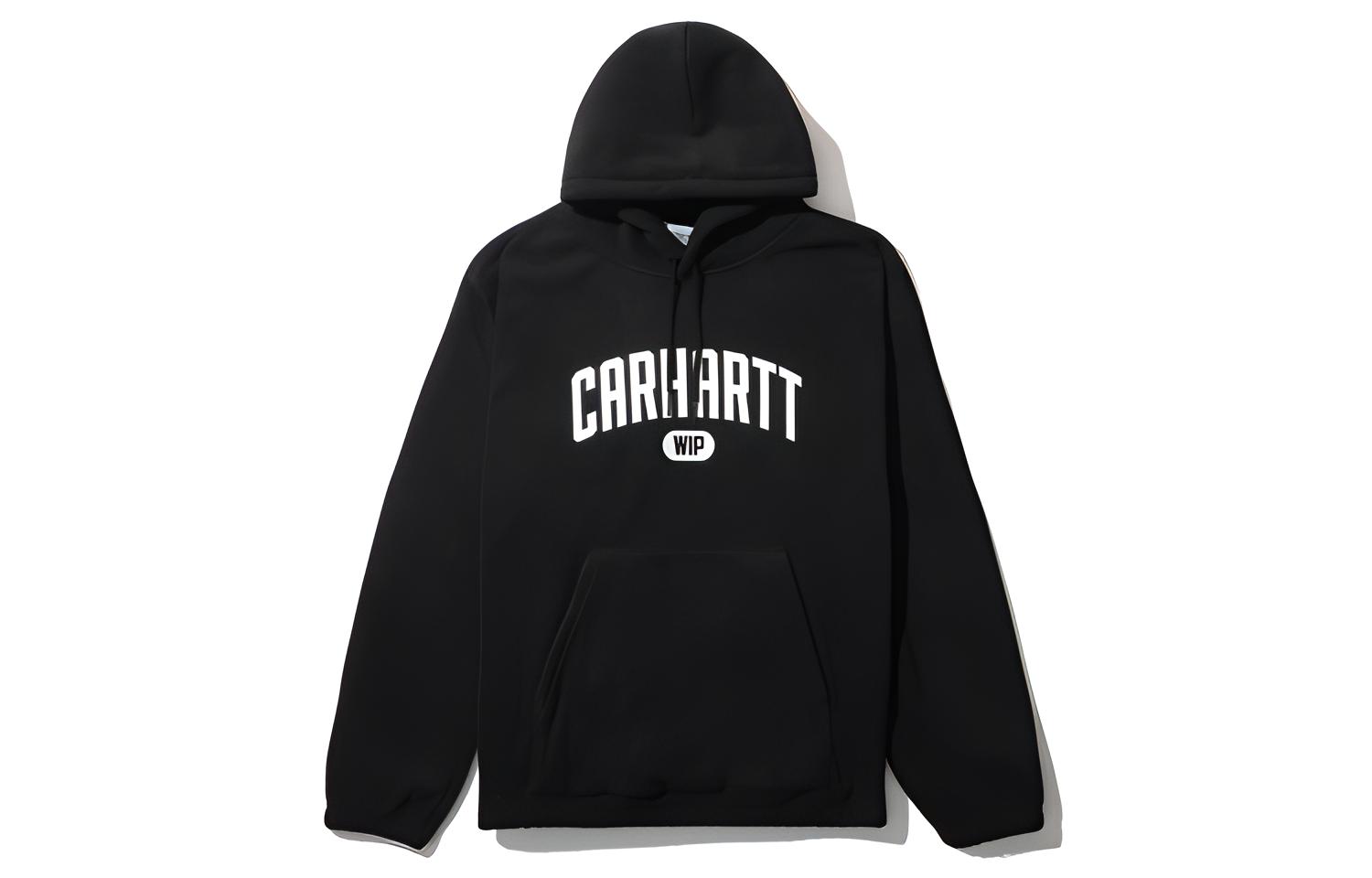 Carhartt WIP Black Fleece Hoodie with Embroidered Logo Patch 202009F