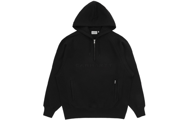 Carhartt WIP Black Half-Zip Embroidered Hoodie Jacket Winter Style CHXSWA202011F-BKX