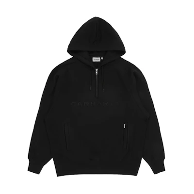 Carhartt WIP Black Half-Zip Embroidered Hoodie Jacket Winter Style CHXSWA202011F-BKX