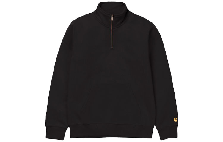 Carhartt WIP Black High-Neck Half-Zip Sweatshirt with Sleeve Logo I027038-89-90