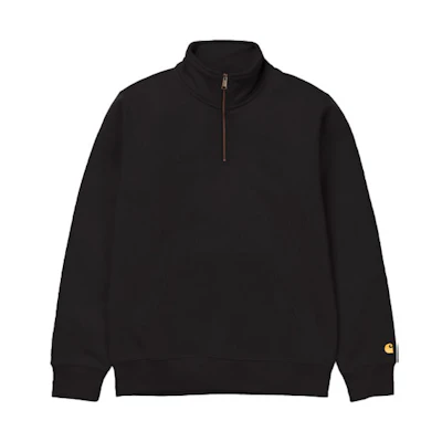 Carhartt WIP Black High-Neck Half-Zip Sweatshirt with Sleeve Logo I027038-89-90