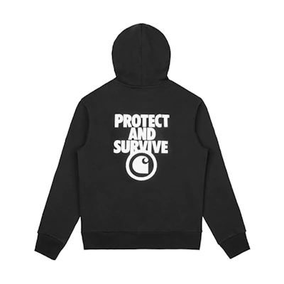 Carhartt WIP Black Hoodie with Letter Logo Print CHXSWI027114D-BKX