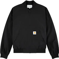 Carhartt WIP Black Logo Print V-Neck Zip Long Sleeve Bomber Jacket I032150-89-XX Carhartt WIP Black Logo Print V-Neck Zip Long Sleeve Bomber Jacket I032150-89-XX