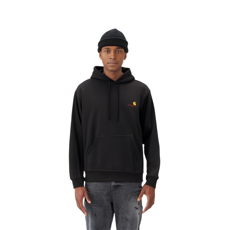 Details for Carhartt WIP Hoodie Hitam Longgar dengan Sulaman Logo I028279-89-XX