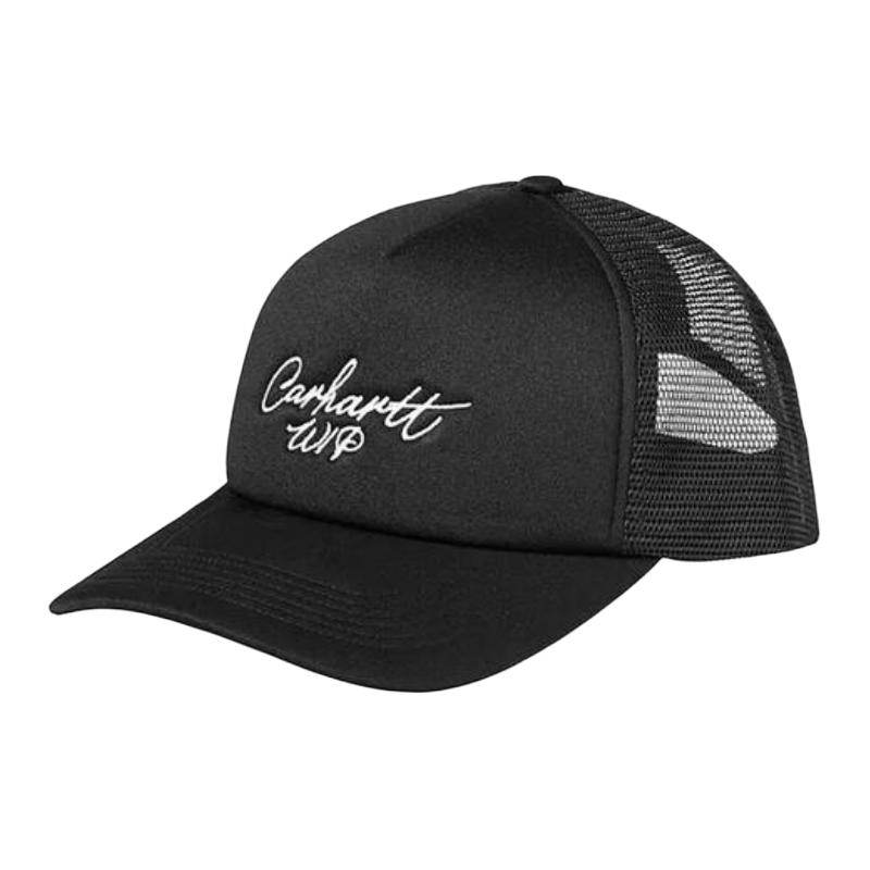 Carhartt WIP Black Polyester Baseball Cap with Embroidered Letter Design I0340240D2XX