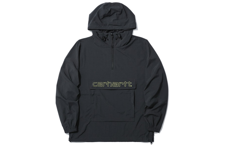 Carhartt WIP Black Pullover Hoodie Jacket with Logo and Large Pocket CHXJKA91034XC-BKX