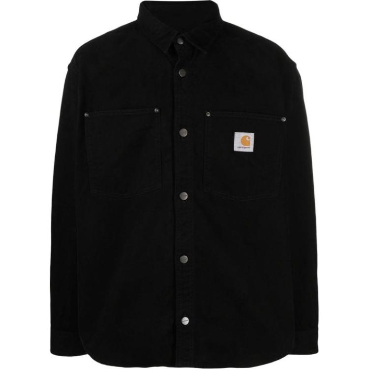 Carhartt WIP Black Solid Color Collar Button-Up Jacket I03237-089-02