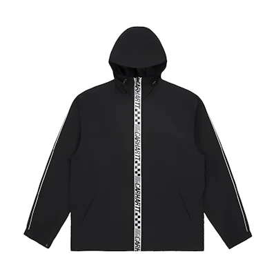 Carhartt WIP Black Zip-Up Hoodie Jacket with Logo Tape Design CHXJKI026908D-BKX