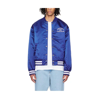 Carhartt WIP Blue Embroidered Logo Button-Up Jacket Long Sleeve I03299322T