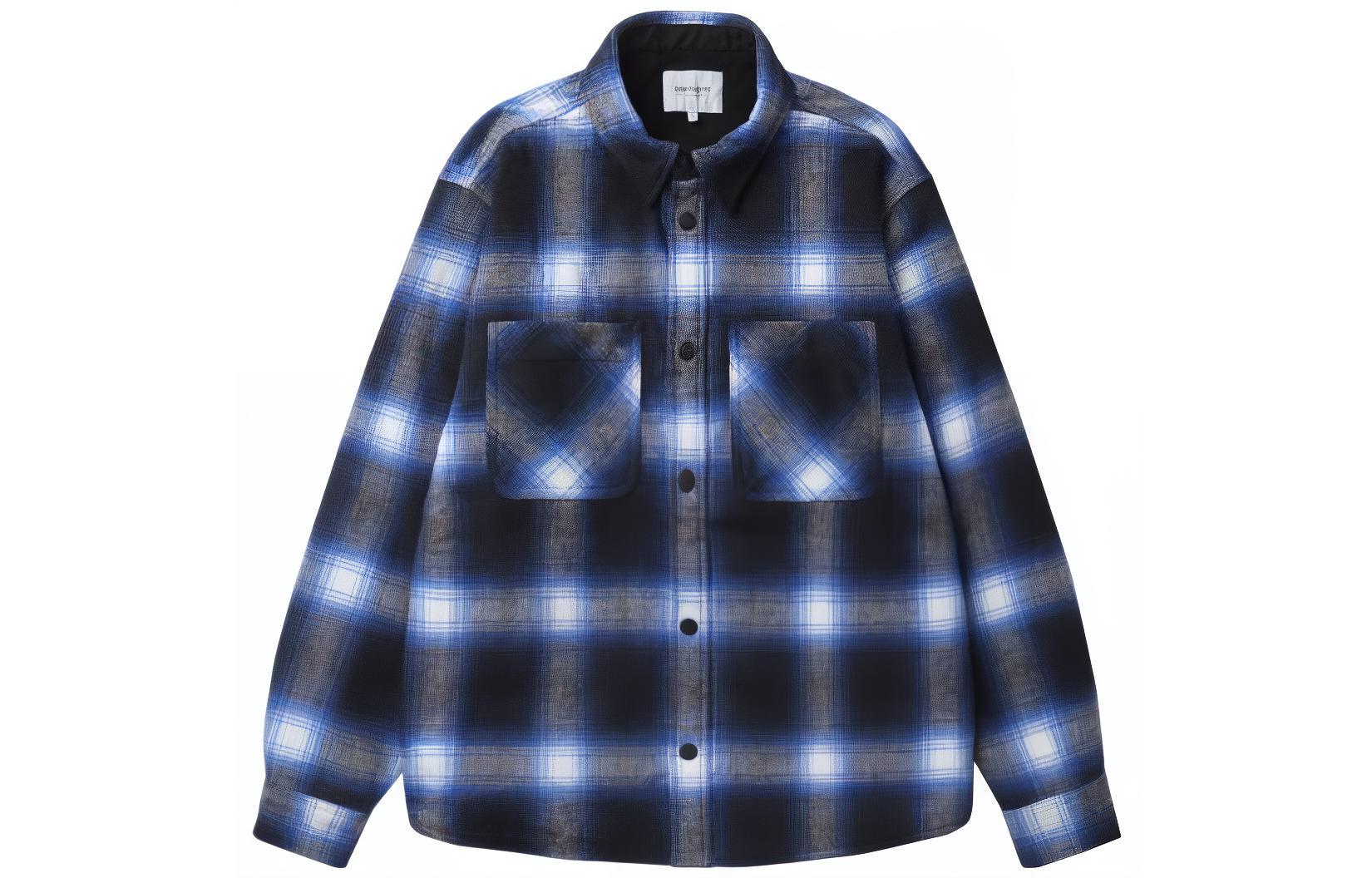 Carhartt WIP Blue Plaid Button-Up Jacket with Chest Pocket CHXJKF23I209LBLX