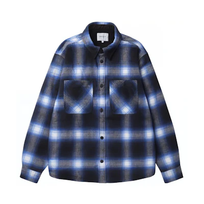 Carhartt WIP Blue Plaid Button-Up Jacket with Chest Pocket CHXJKF23I209LBLX