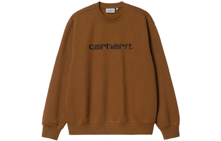 Carhartt WIP Brown Crewneck Embroidered Logo Long Sleeve Sweatshirt I030546F1QBXX