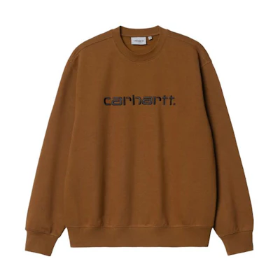 Carhartt WIP Brown Crewneck Embroidered Logo Long Sleeve Sweatshirt I030546F1QBXX
