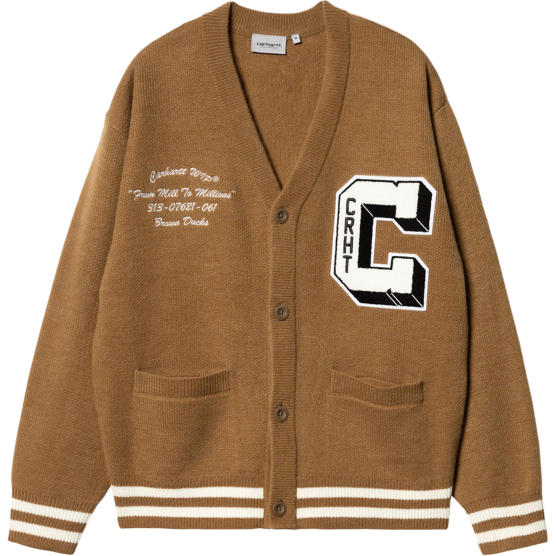 Carhartt WIP Brown Ducks Cardigan Button-Up Knit Sweater  Brown. I033862-1X4-XX 圖 2