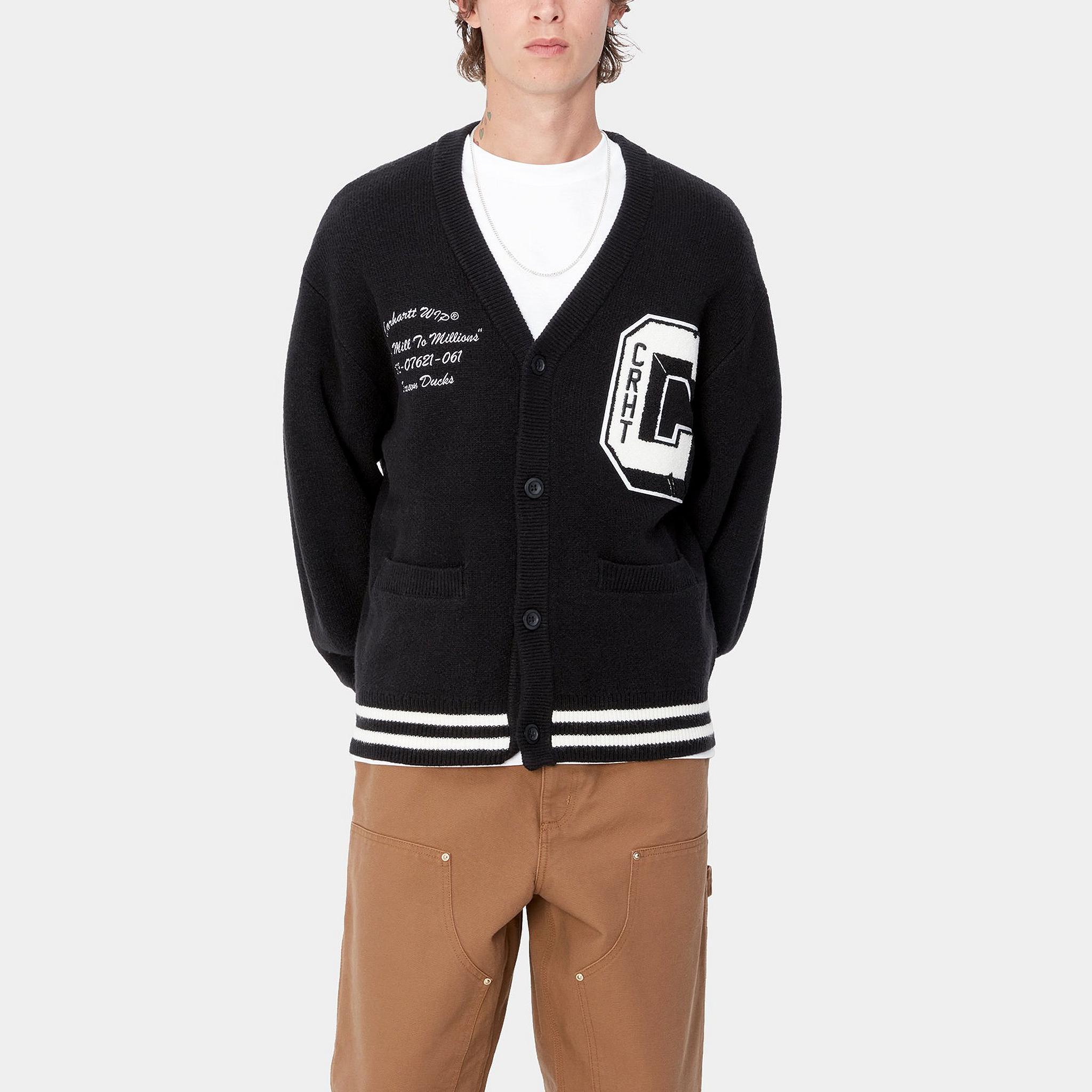 Carhartt WIP Brown Ducks Knit Cardigan Black  Long Sleeve Sweater. I033862-K020-XX 圖 4