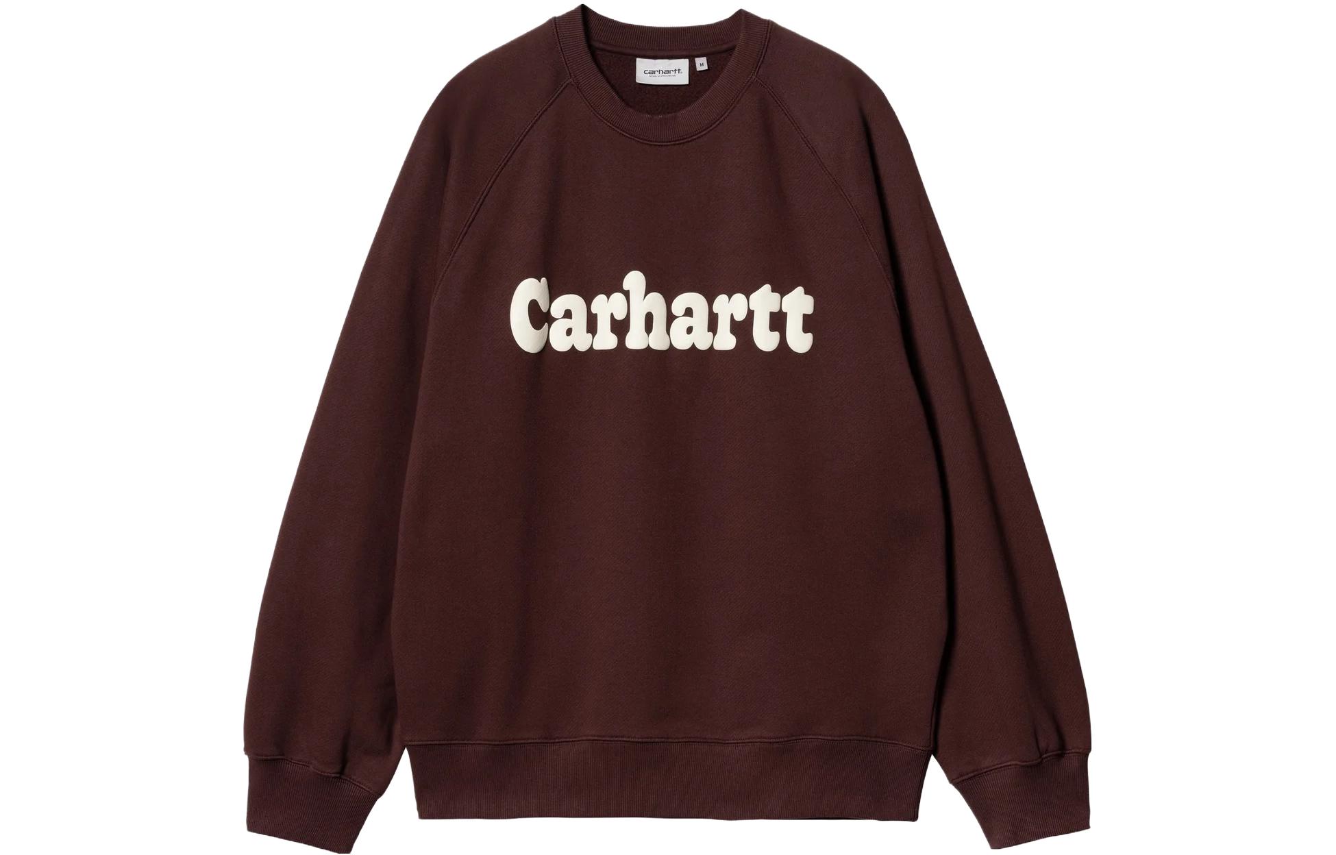 Carhartt WIP Brown Letter Print Crewneck Pullover Sweatshirt I032459-1VO-XX