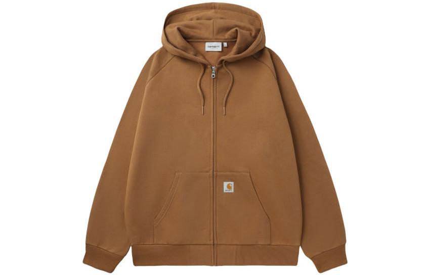 Carhartt WIP Brown Solid Color Zip-Up Hoodie for Men CHXJKF23A045L-BWX