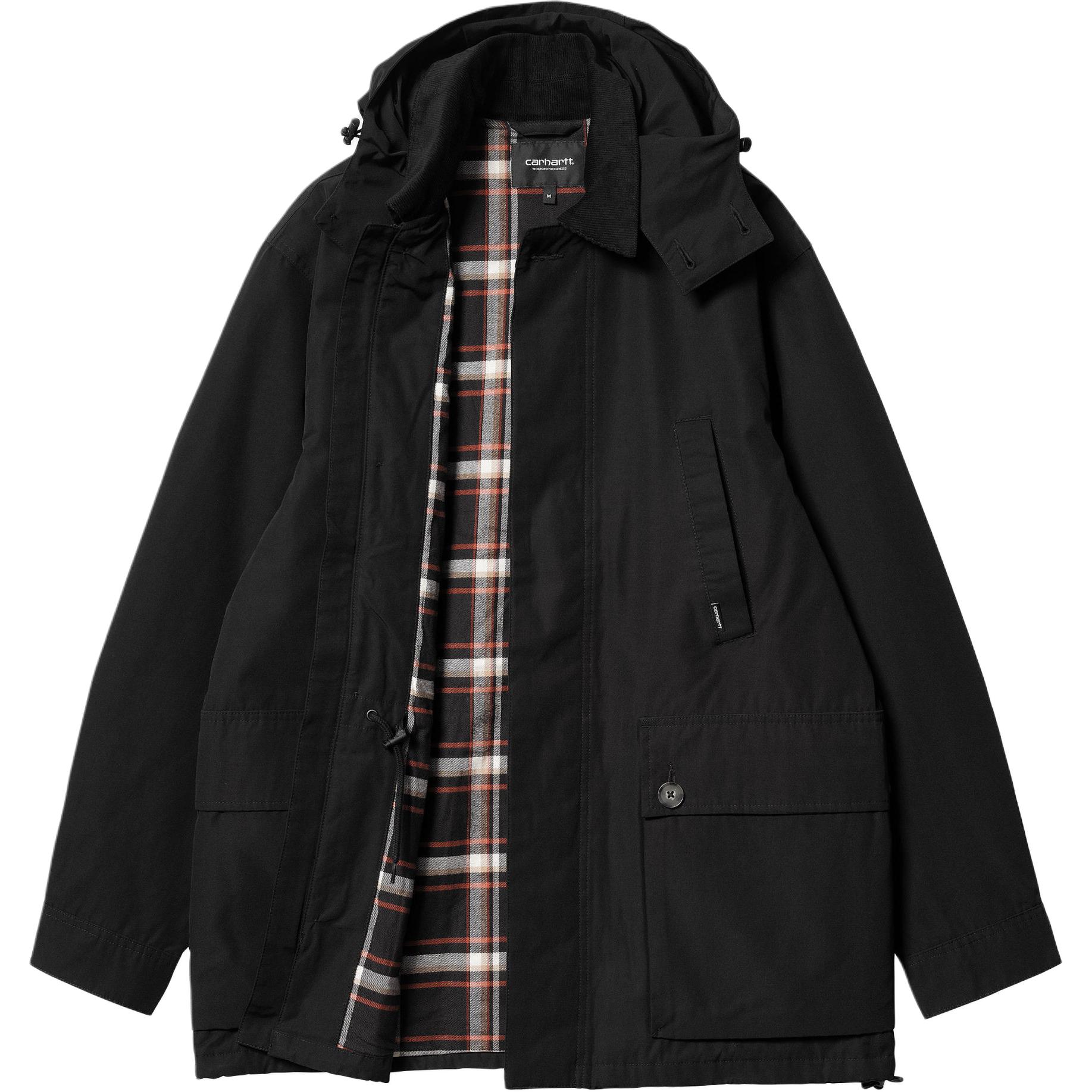 Details for Carhartt WIP Bryce Jacket Black - Corduroy Collar, Zip Pocket, Unisex Long Sleeve. I032249-00E-XX