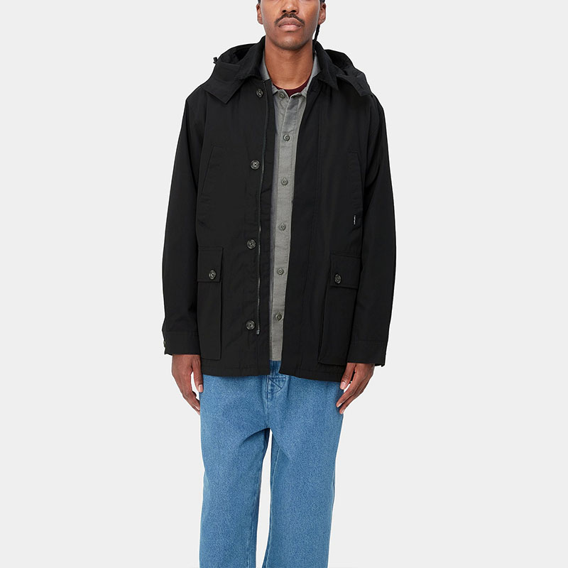 Sizing Carhartt WIP Bryce Jacket Black - Corduroy Collar, Zip Pocket, Unisex Long Sleeve. I032249-00E-XX