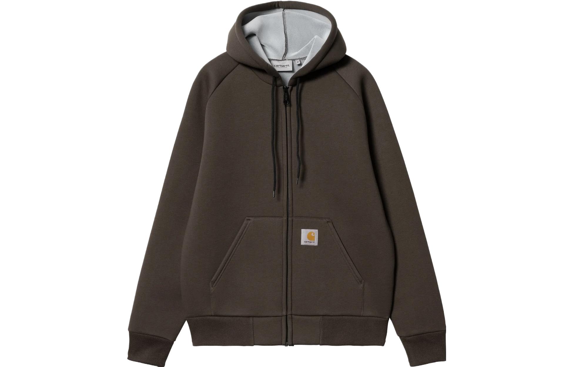 Carhartt WIP Car-Lux Hooded Jacket Brown Full-Zip Solid Long Sleeve Coat I018044-1QS-XX