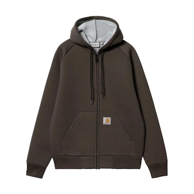 Carhartt WIP Car-Lux Hooded Jacket Brown Full-Zip Solid Long Sleeve Coat I018044-1QS-XX