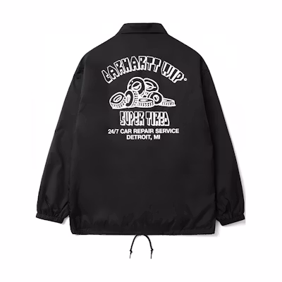 Carhartt WIP Cartoon Letter Tire Print Button Coach Jacket Black CHXJKA242010N-BKX