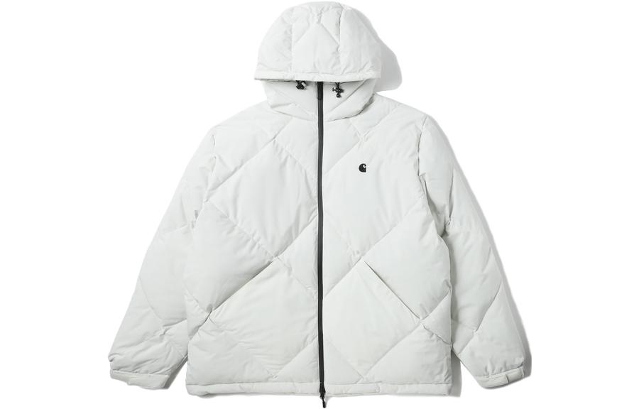 Carhartt WIP Chase  Grey Puffer Jacket with Front Logo Print. CHXDNA212005H-GYL