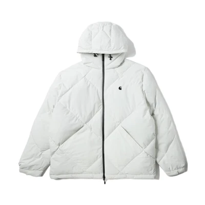 Carhartt WIP Chase Grey Puffer Jacket with Front Logo Print. CHXDNA212005H-GYL