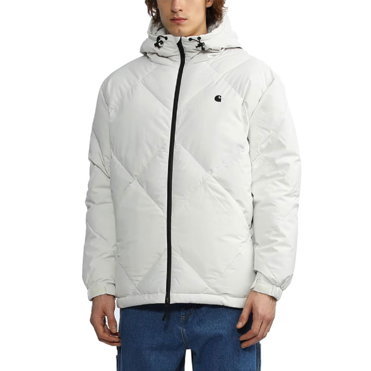 Shop Chaqueta Puffer Gris Carhartt WIP Chase con Logo Frontal Impreso. CHXDNA212005H-GYL