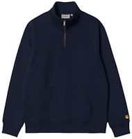 Carhartt WIP Chase Half-Zip Sweatshirt Dark Navy Casual Pullover I027038-00H-XX Carhartt WIP Chase Half-Zip Sweatshirt Dark Navy Casual Pullover I027038-00H-XX
