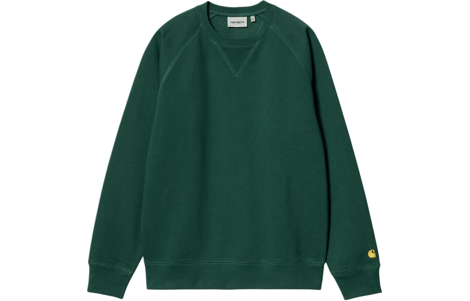 Carhartt WIP Chase Sweatshirt Green Crewneck Pullover with Embroidered C I033660-1YW-XX