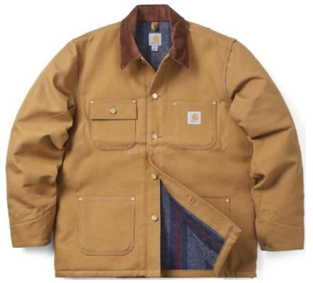 Carhartt WIP Chore Coat Loose Fit Blanket Lined Michigan Duck Jacket for Men 103825 Details for Carhartt WIP Chore Coat Loose Fit Blanket Lined Michigan Duck Jacket for Men 103825