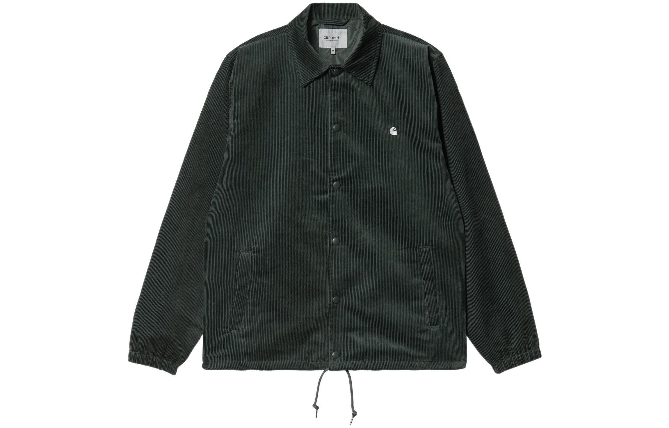 Carhartt WIP Coach Jacket Green Casual Solid Logo Collared Button-Up Jacket I028736-0QP-XX
