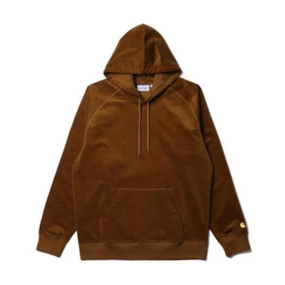 Carhartt WIP Corduroy Hoodie with Embroidered Logo in Brown CHXSWI029101H-BWX