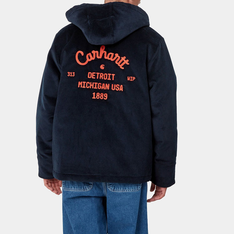 Carhartt WIP Corduroy Quilted Hooded Jacket Navy Blue Men I029440-0HB-XX 圖 7