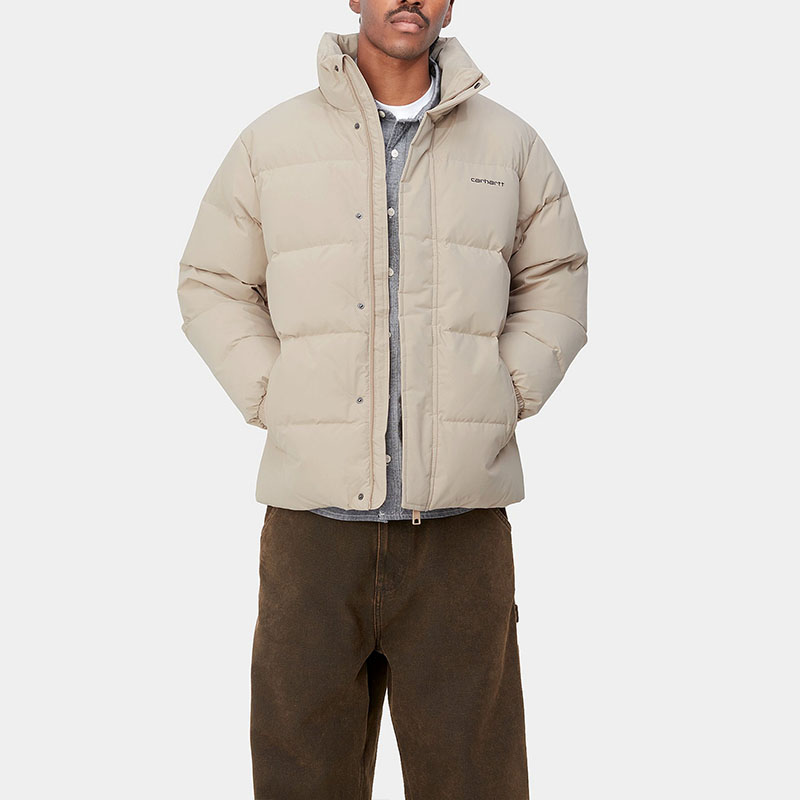Details for Carhartt WIP Danville Jaket Logo Warna Solid Puffer Jaket Wall Abu-Abu. I029450-AW-XX