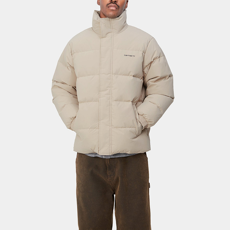 Sizing Carhartt WIP Danville Jaket Logo Warna Solid Puffer Jaket Wall Abu-Abu. I029450-AW-XX