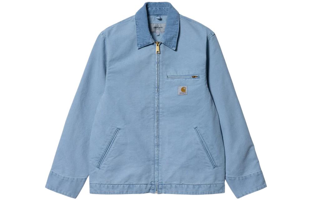 Carhartt WIP Detroit Jacket  Light Blue Corduroy Collar Canvas Workwear Style. I026467-1HF-FH