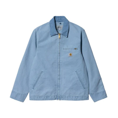 Carhartt WIP Detroit Jacket Light Blue Corduroy Collar Canvas Workwear Style. I026467-1HF-FH