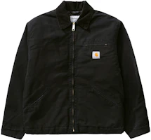 Carhartt WIP Detroit Jacket Black FW23 Retro Logo Corduroy Collar Casual Jacket I027358 Carhartt WIP Detroit Jacket Black FW23 Retro Logo Corduroy Collar Casual Jacket I027358