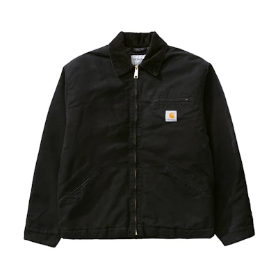 Carhartt WIP Detroit Jacket Black FW23 Retro Logo Corduroy Collar Casual Jacket I027358