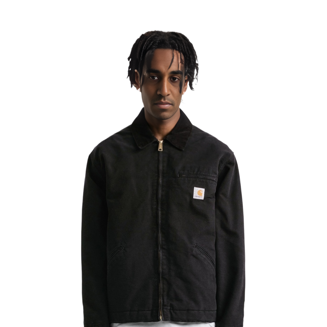 Shop Carhartt WIP 黑色底特律夹克 FW23 复古标志灯芯绒领休闲外套 I027358